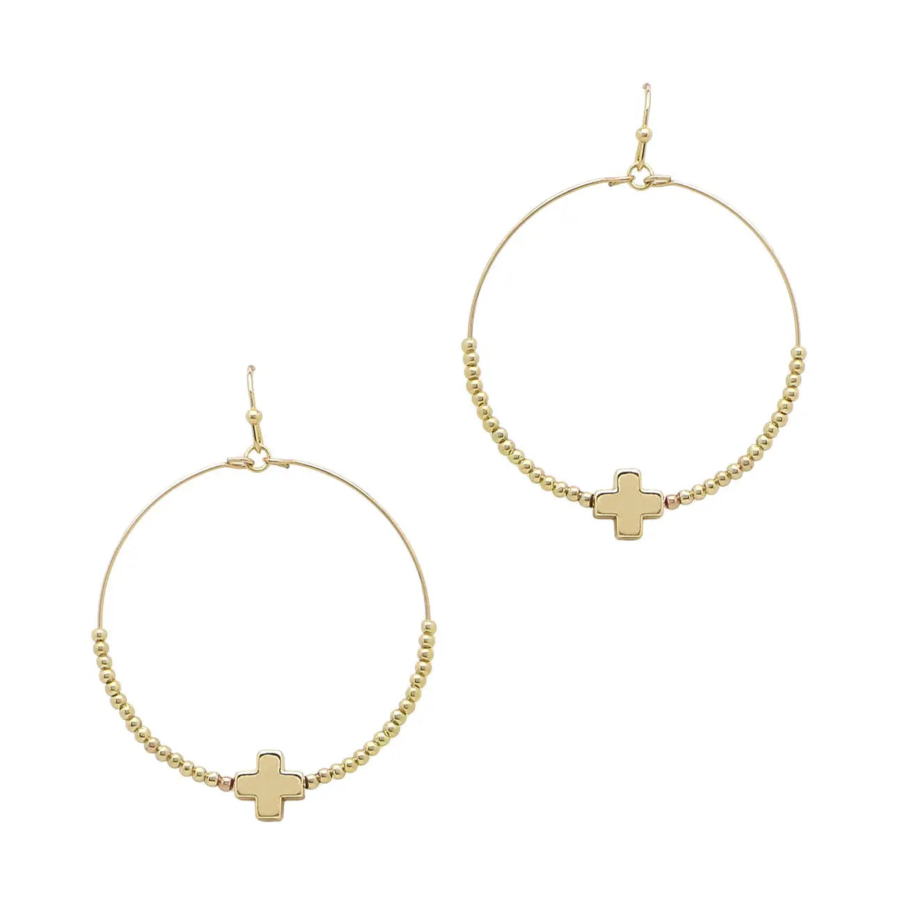 Gold Cross Hoop Earrings