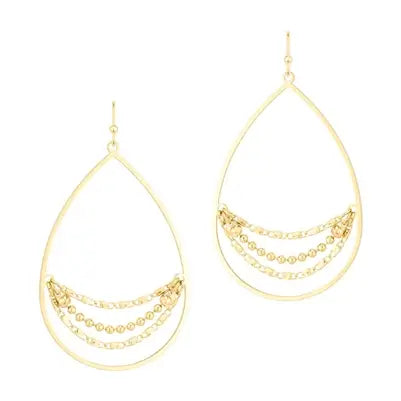 Gold Teardrop Chain Earrings