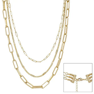 Gold Multi Chain Linked Necklace