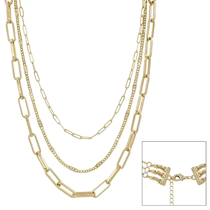 Gold Multi Chain Linked Necklace