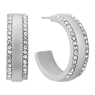 Matte Silver Studded Hoop