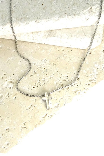 Silver Classic Mini Cross Necklace