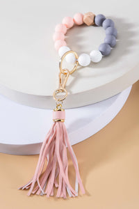 Pink Beaded Key Chain Bracelet