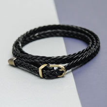 Load image into Gallery viewer, Black Leather Braided Belt