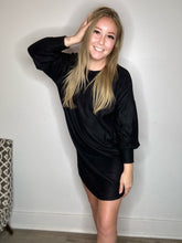 Load image into Gallery viewer, Black Tunic Sweater Dress