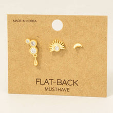 Load image into Gallery viewer, Mixed 3Pc Gold Dipped Flat Back Set