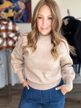 Load image into Gallery viewer, Beige Mock Neck Seam Sweater