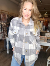 Load image into Gallery viewer, Grey Sherpa Lined Plaid Jacket