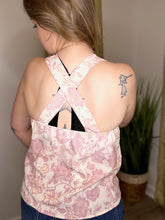 Load image into Gallery viewer, Pink Floral Cross Strap Tank