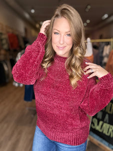 Cabernet Round Neck Chenille Sweater