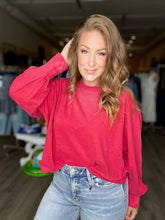 Load image into Gallery viewer, Red Cropped Long Sleeve Tee