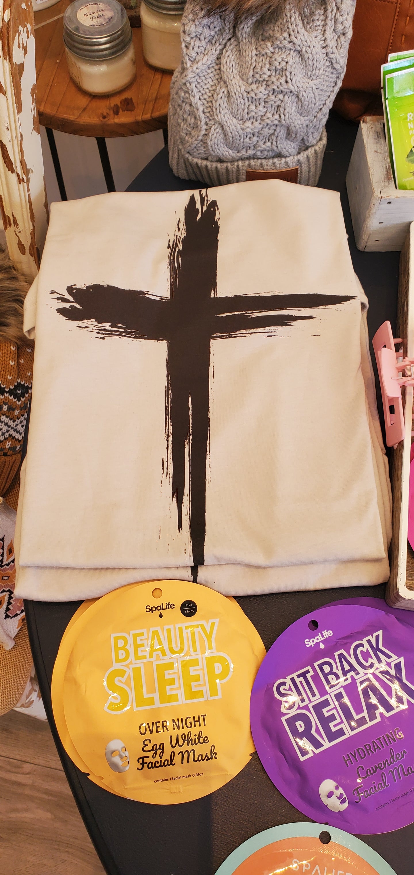 Cream Heather Cross Tee