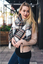 Load image into Gallery viewer, White Mint Flannel Blanket Scarf
