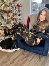 Load image into Gallery viewer, Black Satin Print Pajama Set