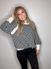 Load image into Gallery viewer, Black Patterned Sweater Top