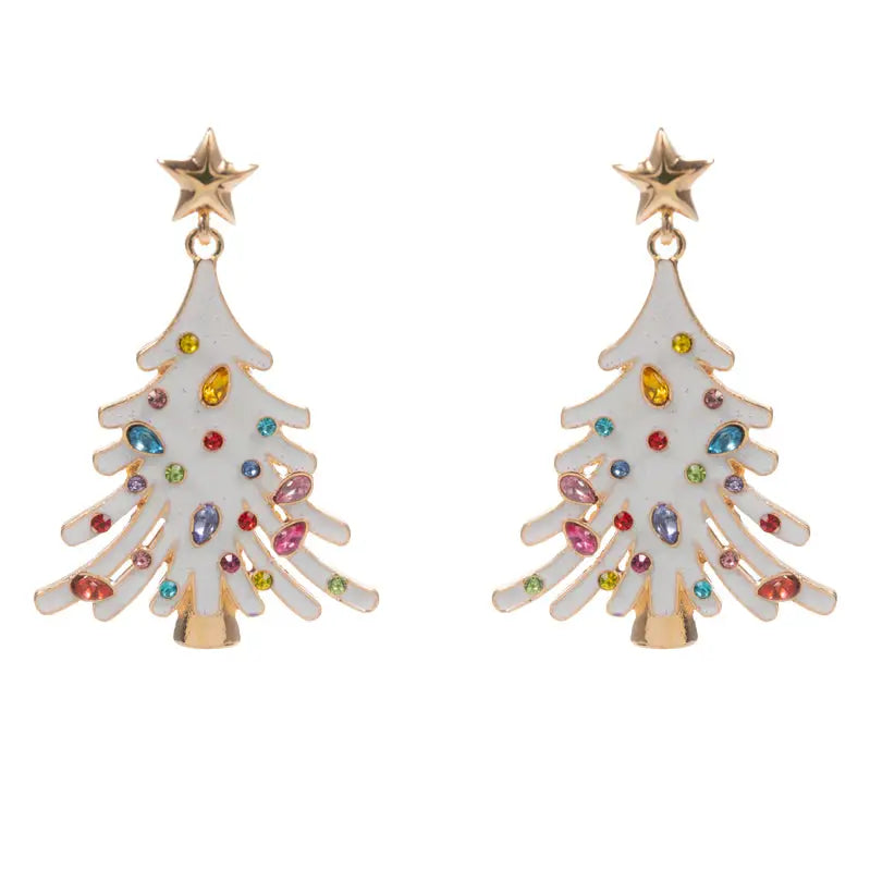 White Christmas Tree Earrings