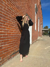Load image into Gallery viewer, Black Smocked Waist Dress