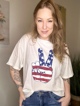 Load image into Gallery viewer, Vintage White Peace Flag Waist Tee