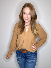Load image into Gallery viewer, Camel Smocked Long Sleeve Top