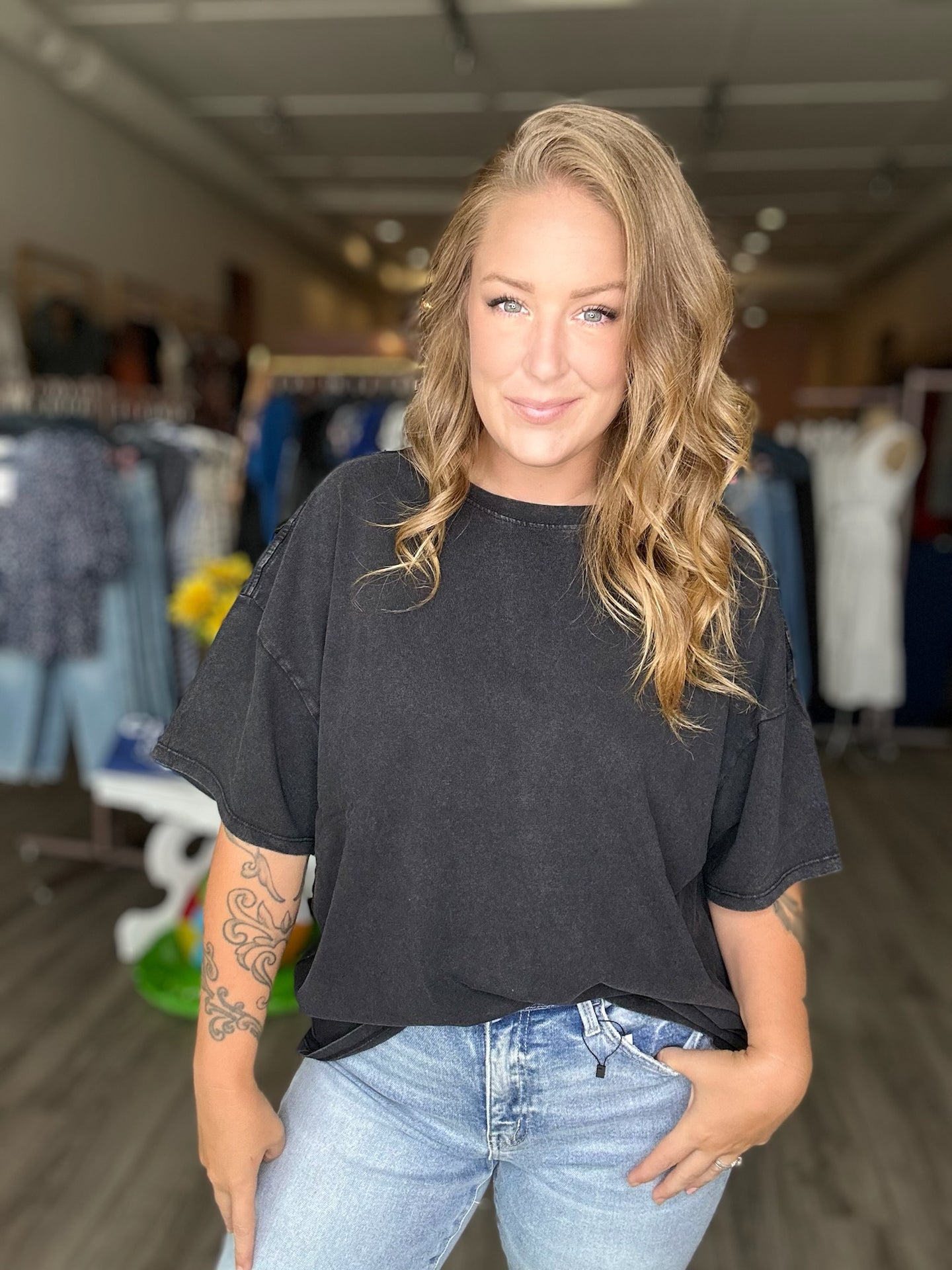 Black Washed Oversized Tee