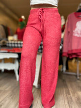 Load image into Gallery viewer, Red Brushed Wide Leg Pants