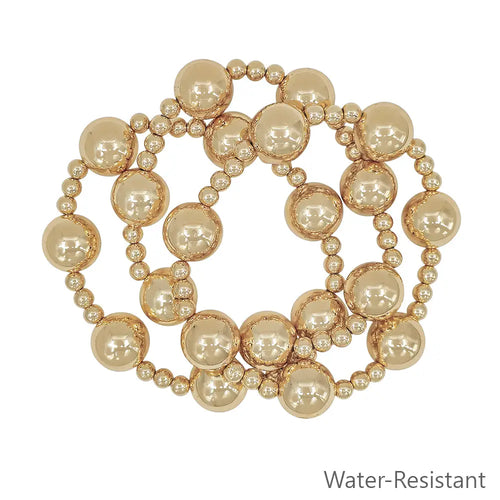 Set of 3 Gold Beaded Stretch Bracelets