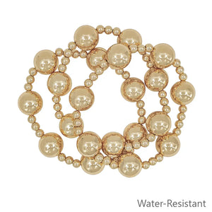 Set of 3 Gold Beaded Stretch Bracelets