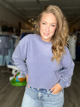 Load image into Gallery viewer, Dusty Blue Cropped Crewneck Sweatshirt