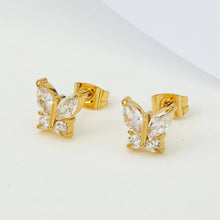 Load image into Gallery viewer, 18K Gold Butterfly Stud Earrings