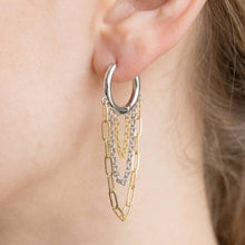 Load image into Gallery viewer, Gold Fringe Hoop Earrings