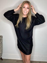 Load image into Gallery viewer, Black Tunic Sweater Dress