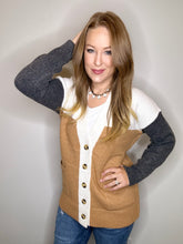 Load image into Gallery viewer, Camel Color Block Cardigan