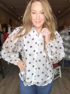 White Polka Dot Blouse