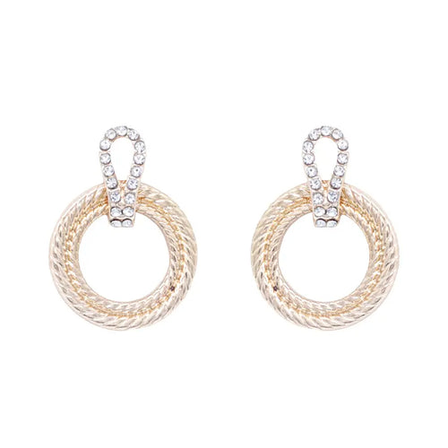 Gold Circle Drop Earrings