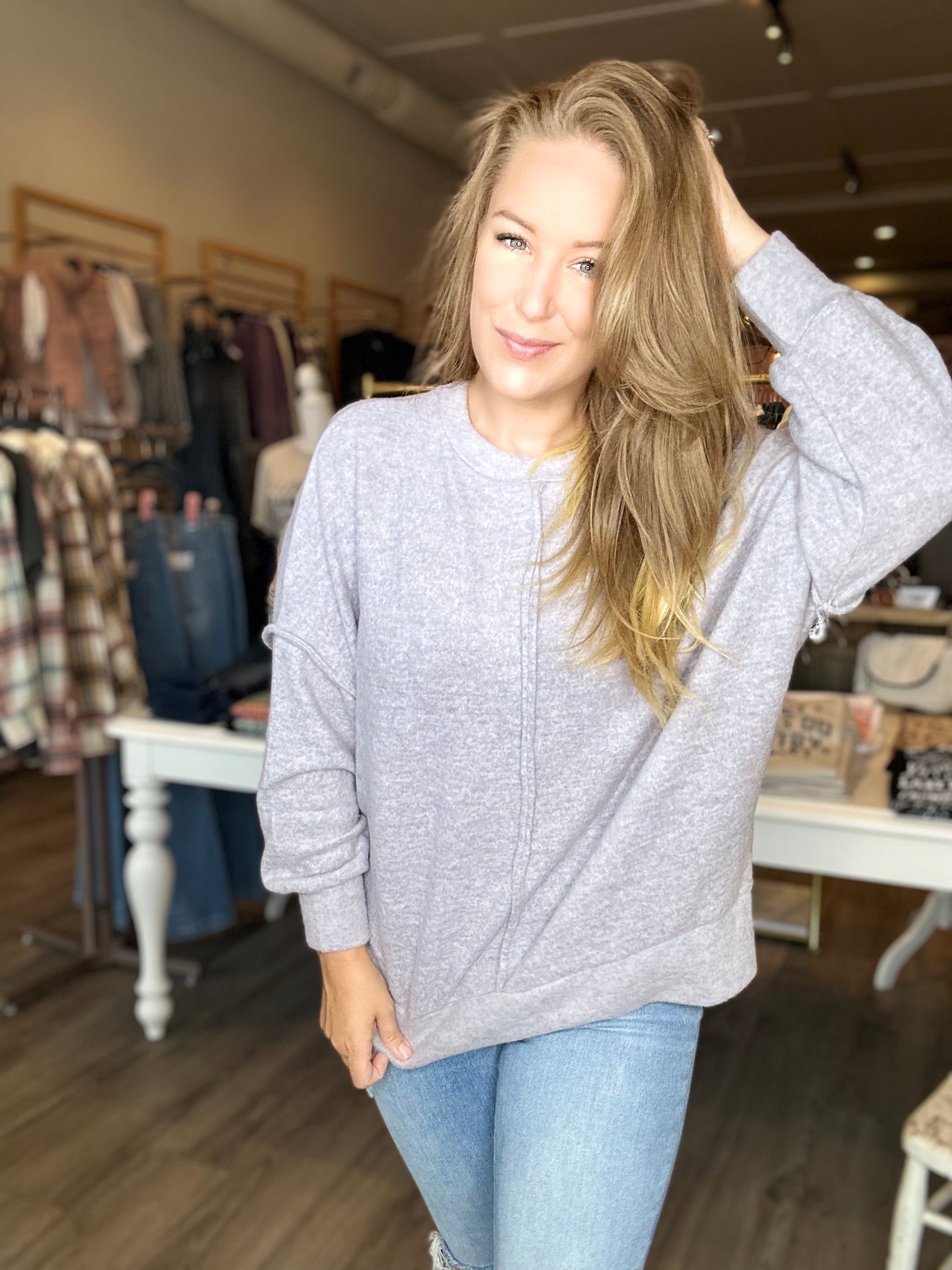 Heather Grey Brushed Oversized Sweater