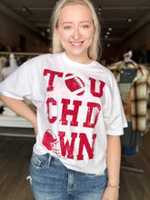 Load image into Gallery viewer, White Touchdown Crop Graphic Tee