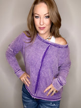 Load image into Gallery viewer, Purple Washed Waffle Long Sleeve