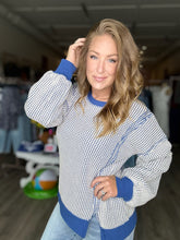 Load image into Gallery viewer, Navy Waffle Knit Sweatshirt