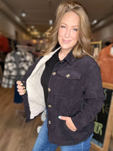 Load image into Gallery viewer, Black Corduroy Sherpa Jacket