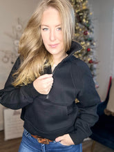Load image into Gallery viewer, Black Half Zip Sweater