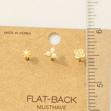 Load image into Gallery viewer, 3Pc Silver Pearl Studded Earrings