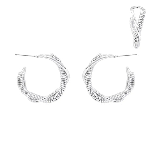 Silver Twisted Hoop Earrings