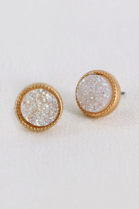 White Stone Stud Earrings