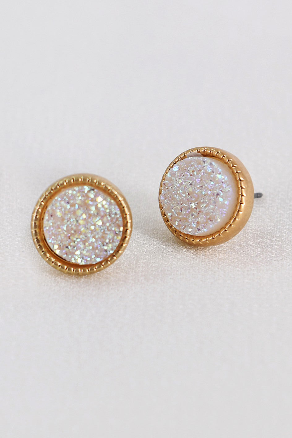 White Stone Stud Earrings