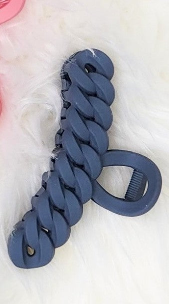 Navy Chain Claw Clip