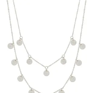 Silver Layered Coin Necklace