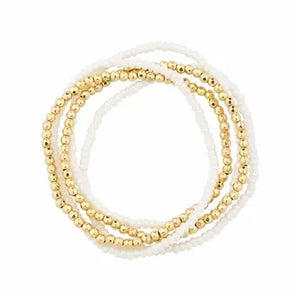 White & Gold Beaded Bracelets