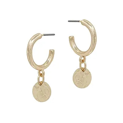 Gold Charm Hoop Earrings