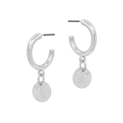 Silver Charm Hoop Earrings