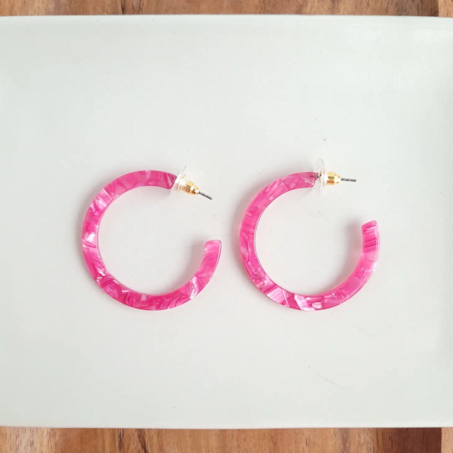 Pink Marble Hoops